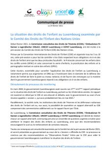 "La situation des droits de l’enfant au Luxembourg examinée par le Comité des Droits de l’Enfant des Nations Unies"